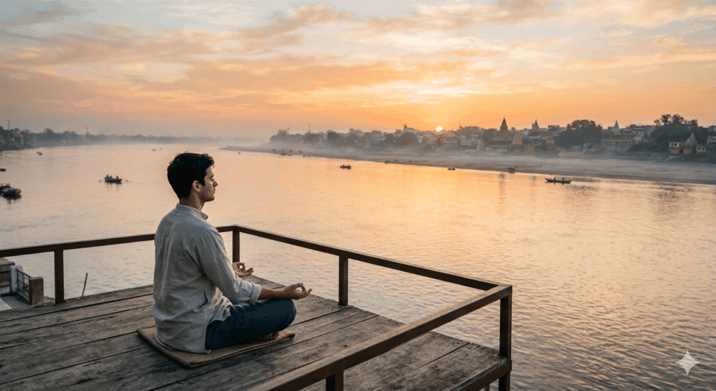Finding peace at an affordable yoga retreat for stress relief in Rishikesh.