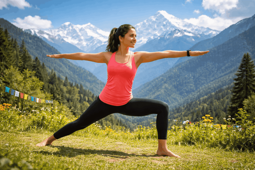 Building strength at the best yoga retreat for weight loss rishikesh.