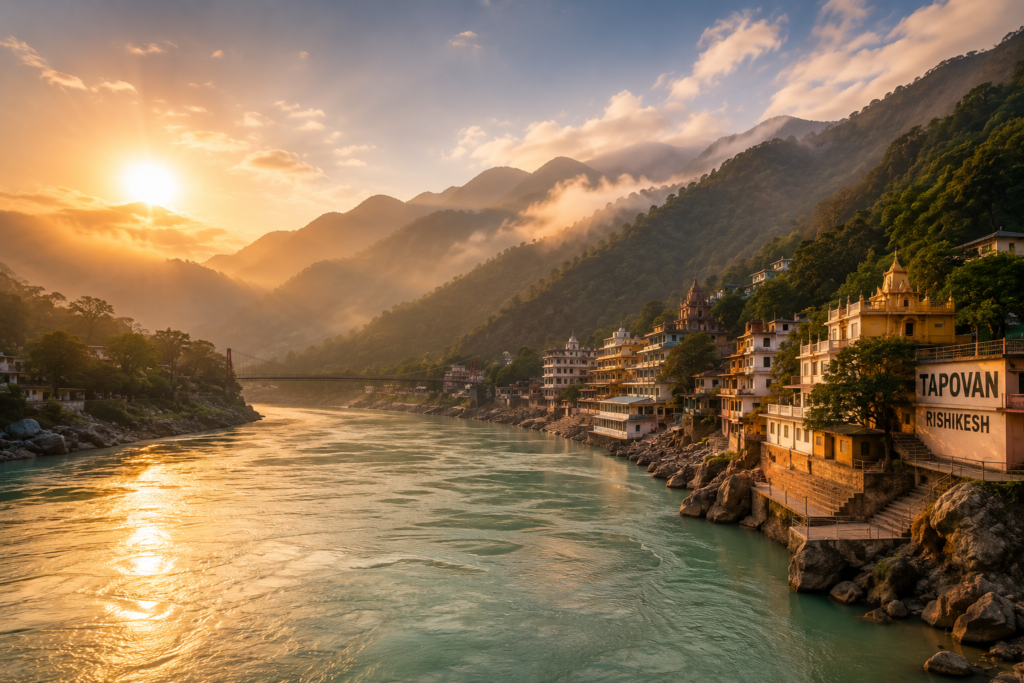 The sacred Ganges river in Rishikesh, the perfect location to begin your physical yoga journey.