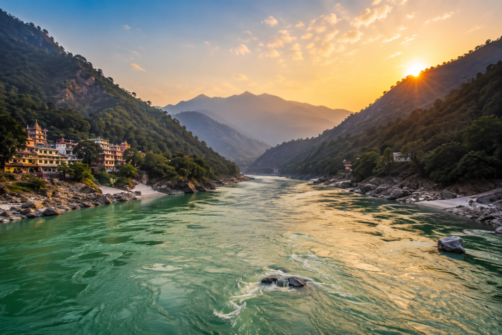 Grounding atmosphere during a yoga retreat in Rishikesh India