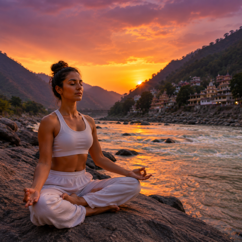 Student finding deep mental clarity after choosing their 100 hour vs 200 hour yoga teacher training path in India.