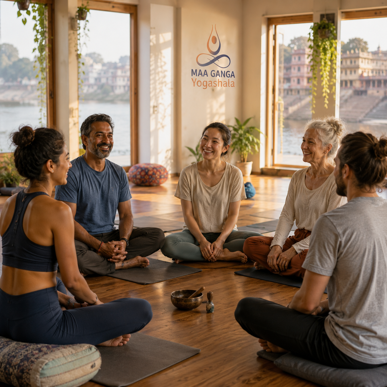 Dedicated students experiencing genuine breathwork certification benefits in Tapovan India