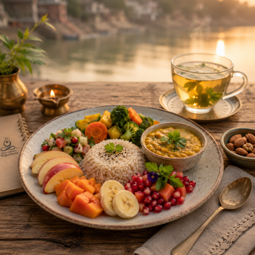 Fresh healthy food at an International Yoga Day Rishikesh retreat