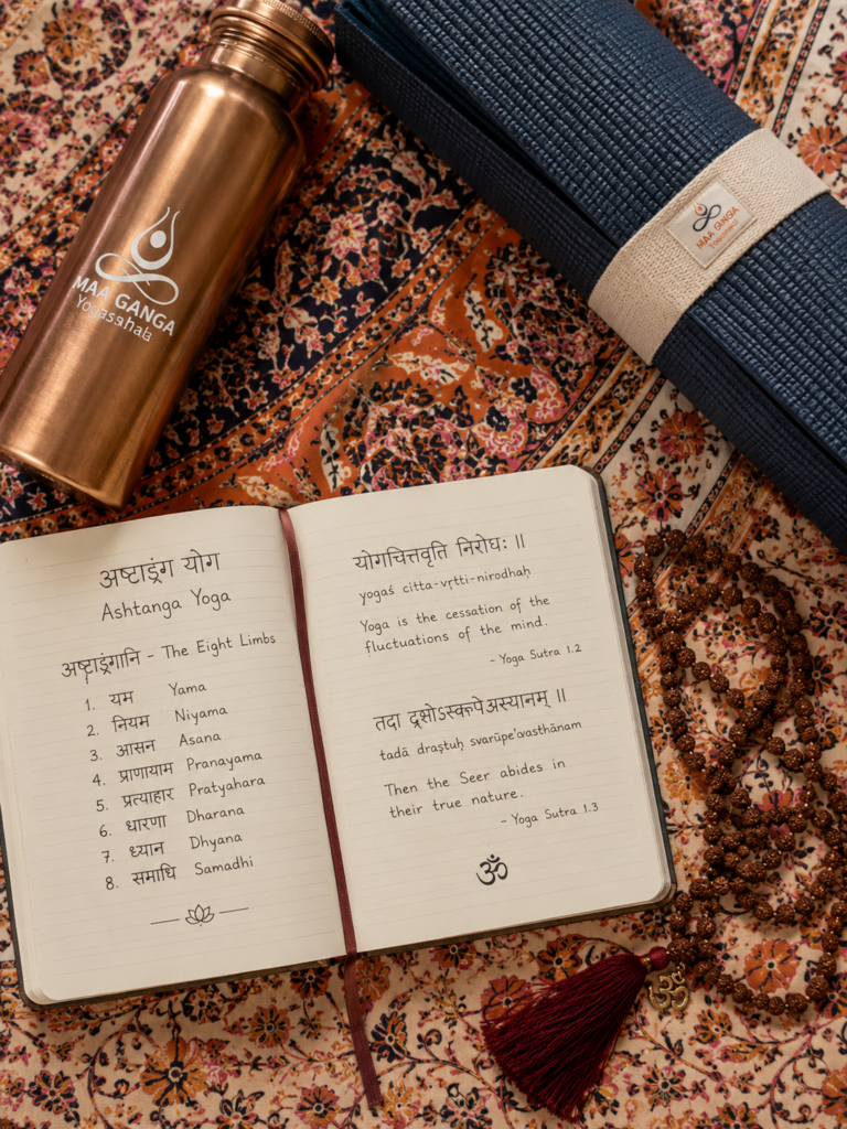 Essential study materials and mat for a 200 hour yoga certification course