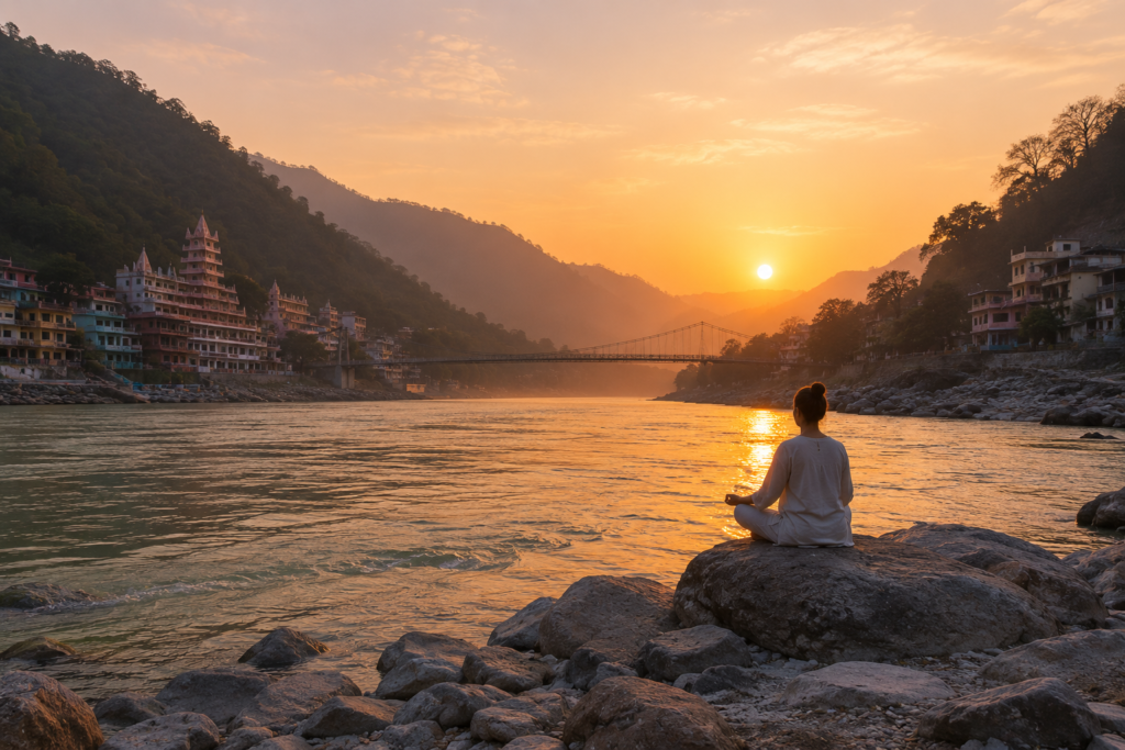 Meditating in Rishikesh to build a valid yoga teacher certification worldwide