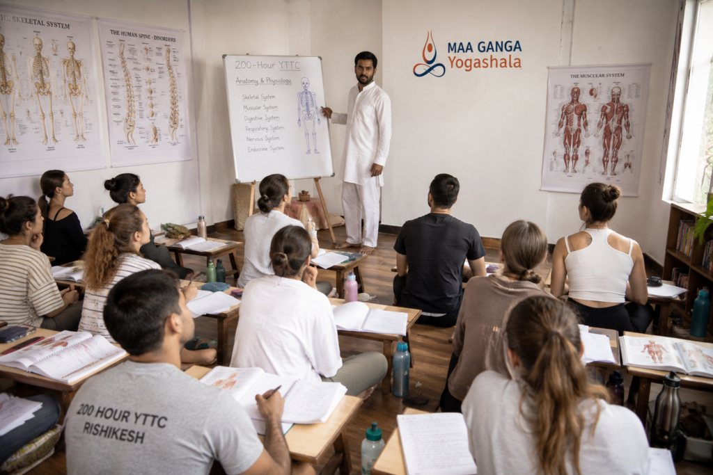 200-hour YTT weekly study schedule for yoga students in Rishikesh