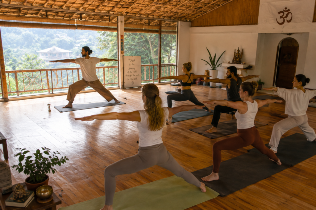 Authentic classroom setting for a 100 hour YTT in Rishikesh India