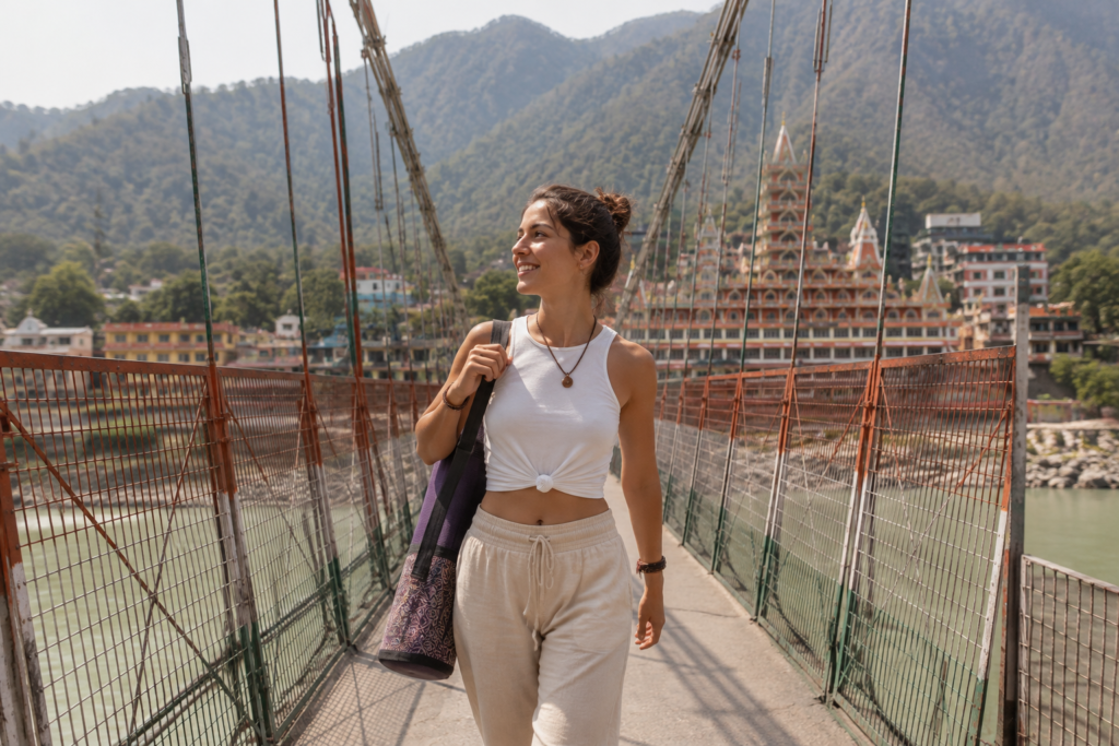 solo traveler confidently knowing how to book yoga retreat India first time