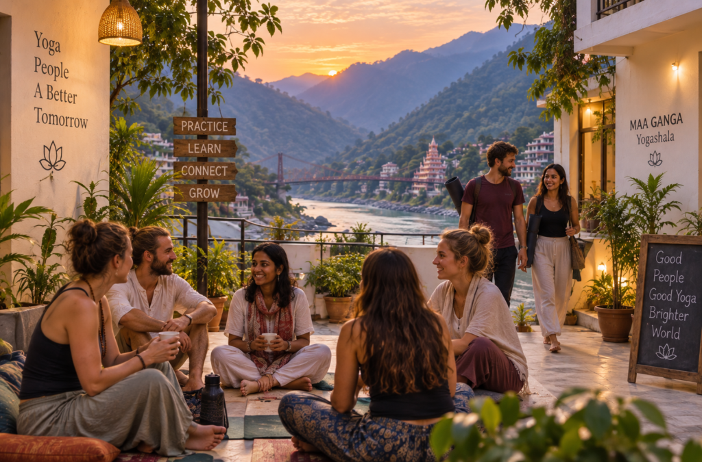 Budget yoga retreat Rishikesh affordable evening experience in Tapovan