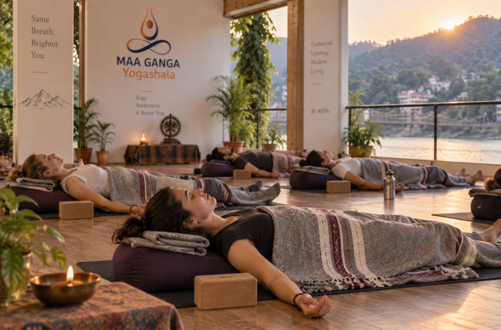Restorative yoga teacher training in Rishikesh after practice